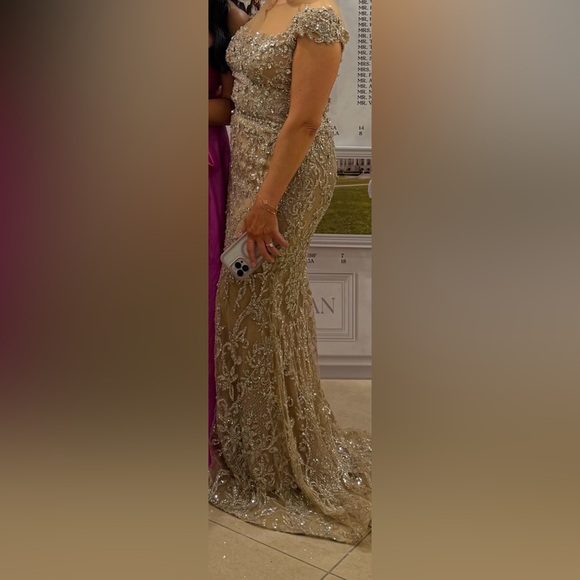 Catwalk Couture Dresses & Skirts - Glamorous Gold Embellished Maxi Dress